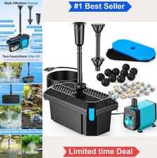 Pond Filter with Pump 660 GPH 40W Fountain Kit for Outdoor Water Features Koi