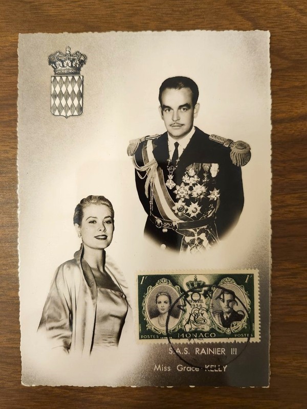 Commemorative Postcard of Prince Rainier III and Grace Kelly 1956 Royal Wedding 