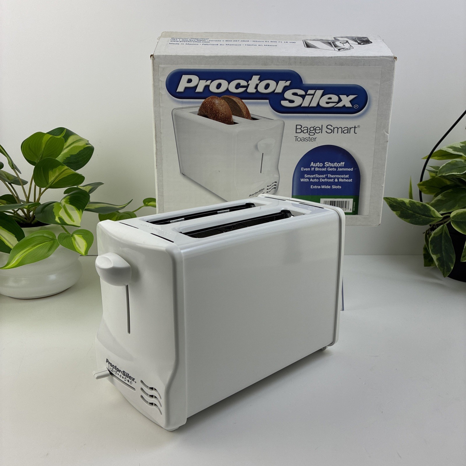 Proctor Silex 2 Slice Extra Wide Slot Toaster White Bagels New Original Box