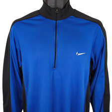 Nike Dri Fit Running Shirt Mens Size Medium Blue Athletic Mock Neck Made In USA