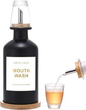 11.8OZ Glass Mouthwash Dispenser for Bathroom with Stainless Black/350 1