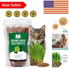 8 oz Organic Cat Grass for Indoor Cats - Nutrients and Hairball Control