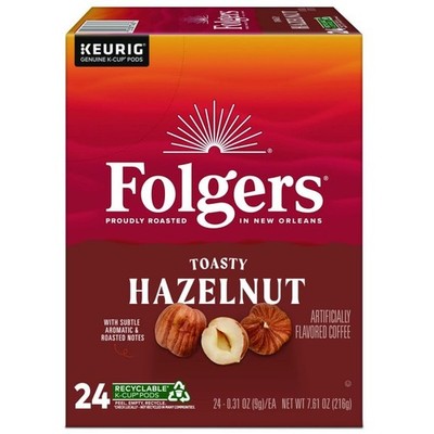 Folgers Toasty Hazelnut Coffee K-Cups, 24/Box 
