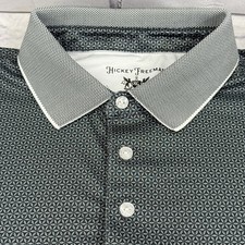 Hickey Freeman Golf Polo Shirt Men XXL Gray Geometric Performance Stretch