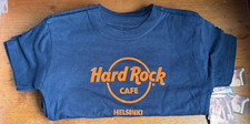 T-shirt classica Hard Rock Café originale Helsinki Finlandia per bambini blu navy/arancione HRC nuova