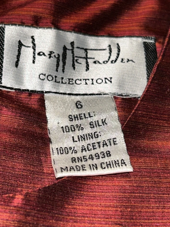 Vintage Mary McFadden Red Silk Dress Sleeveless Sheath Sz 6 Collection Excellent - Image 4 of 4