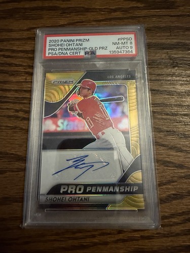 2020 PANINI PRIZM PRO PENMANSHIP #PPSO SHOHEI OHTANI GOLD AUTO PRZ 1/10 PSA 8 9