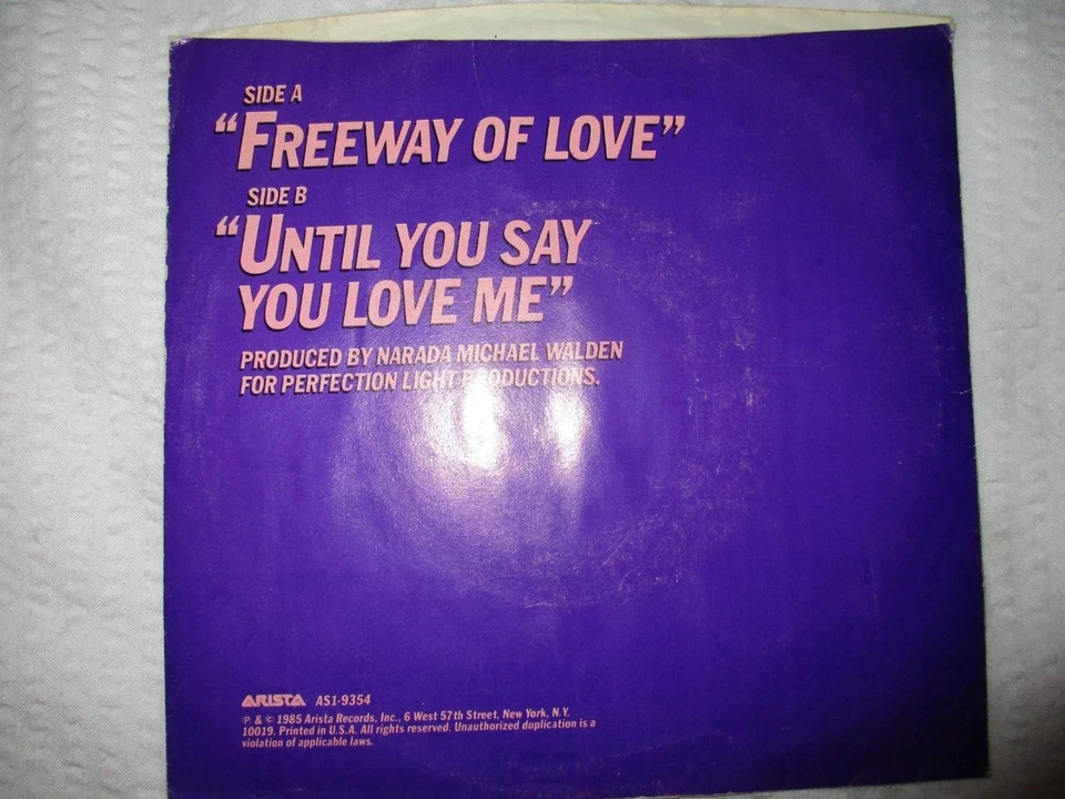 Aretha Franklin 45 "FREEWAY OF LOVE" PROMO Pink Vinyl & Picture Sleeve Mint - Image 4 of 4