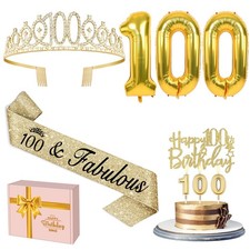 Gold 100th Birthday Decorations Women Party Supplies Event Decor