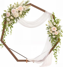 7FT Wooden Wedding Arch Heptagonal Wood Arches Arbor Backdrop Stand for Ceremony