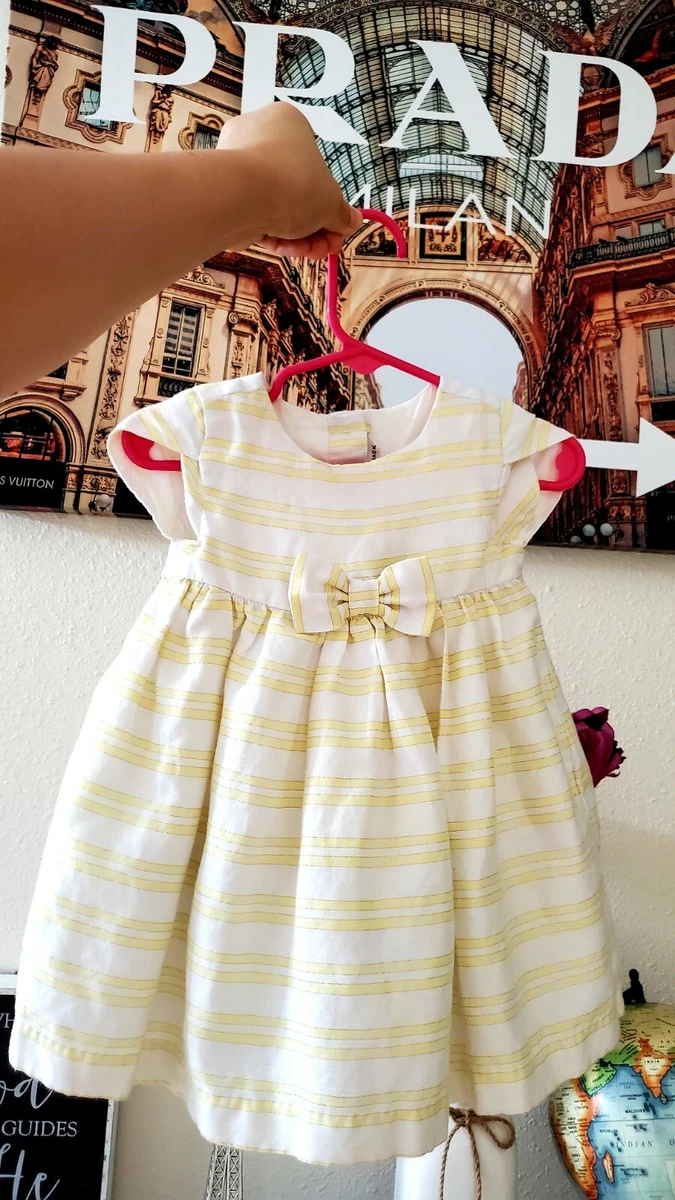 Cute Janie and Jack Dress Baby Girl 12 18 months Gold Light Yellow A line  Lined