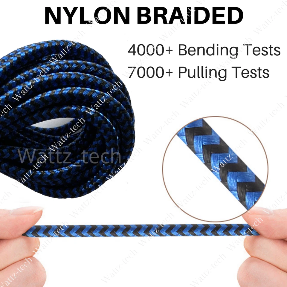 3-Pack 6Ft Braided USB Charger Cable For iPhone 13 12 11 XR 8 iPad Charging Cord - Image 4 of 4