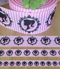 5/8, 7/8, 1.5  3  1 YD Barbie Grosgrain Ribbon Barbie Doll Hair Bow Silhouette