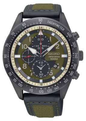 Seiko Criteria Chronograph Black Leather Nylon Men's Watch