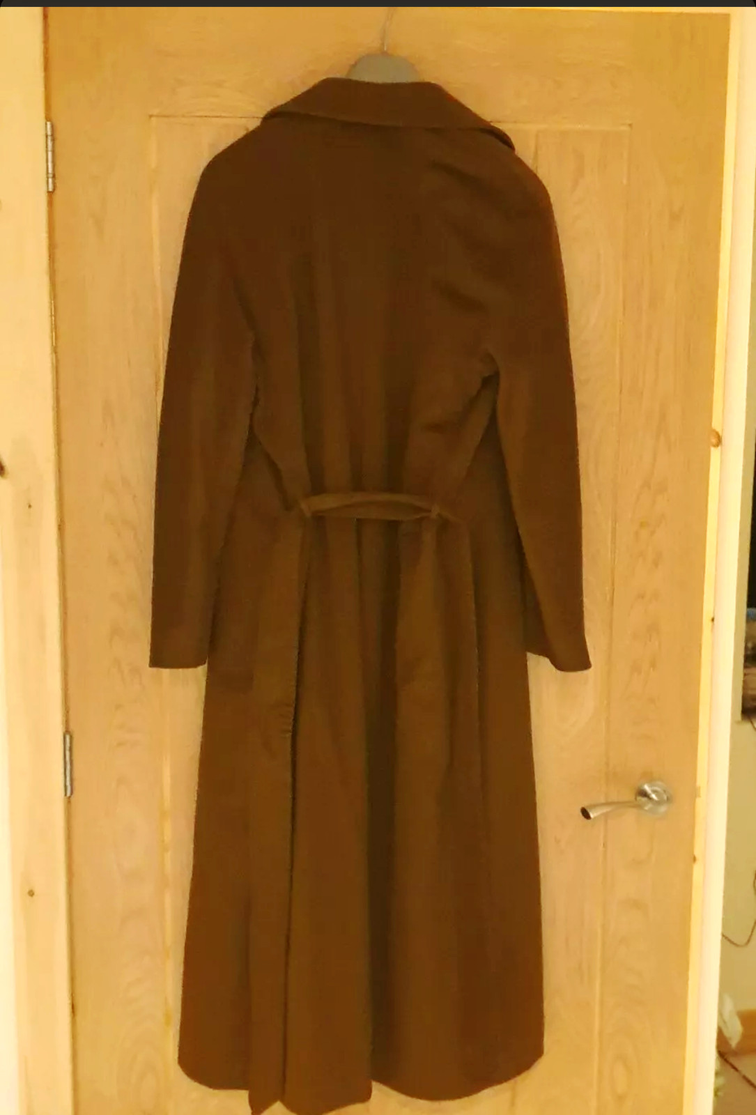RARE! LIMITED EDITION MASSIMO DUTTI LONG BELTED WOOL KHAKI BROWN COAT UK 8 image 3