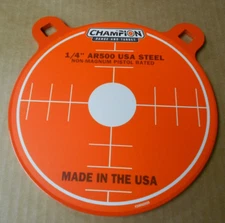 CHAMPION Range & Target 1/4" AR500 USA Steel 8" GONG Non-Magnum Pistol Rated