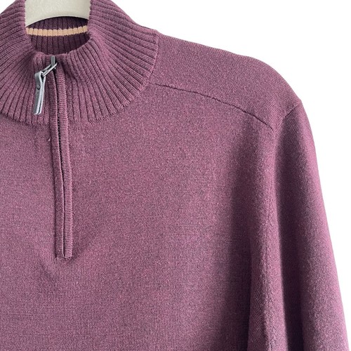 Smartwool Ripple Ridge Half Zip Sweater Mens Large Plum Knit Merino Wool Blend - 第 3/18 張圖片