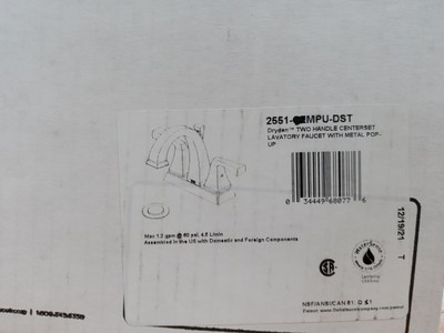 Delta Dryden 2551-MPU-DST Bathroom Faucet w/ Metal Drain Assembly Chrome *READ*