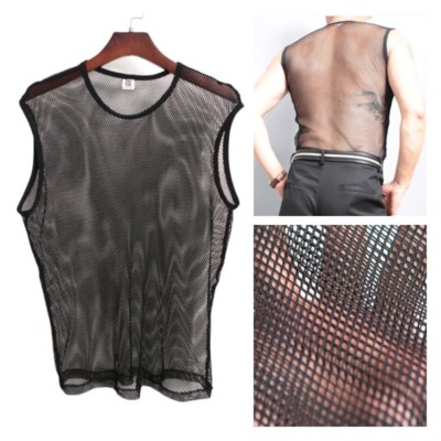 Canotta Rete Uomo Sexy - Gilet Trasparente Senza Maniche Per Feste - Foto 5