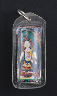 Buddhist Pendant Amulet White Tara - Tibetan Handicraft # 9374