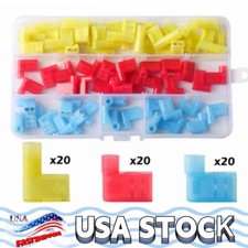 60PCS 22-10AWG Nylon Flag Spade Crimp Terminals Quick Disconnect Wire Connector