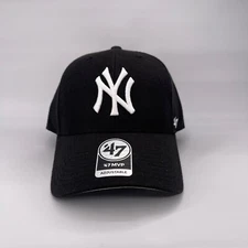 47 BRAND Officially Licensed Yankees MVP Adjustable Hat Cap MLB Unisex Black