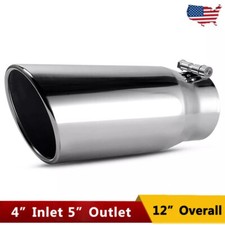 4 Inlet 5 Outlet 12 Long Exhaust Tip Polished Tailpipe For Truck Bolt-on