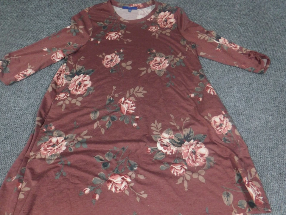 Apr 9 Vestido Mujer 2XL XXL Morado Floral Línea A Bolsillos Elásticos Foto 2 de 4