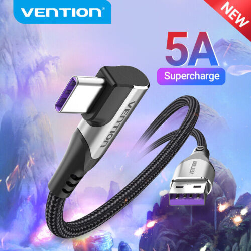 5A Fast Charging Cable USB A to Type C Quick Charger Cord 90 Angle For Samsung - Imagen 1 de 14
