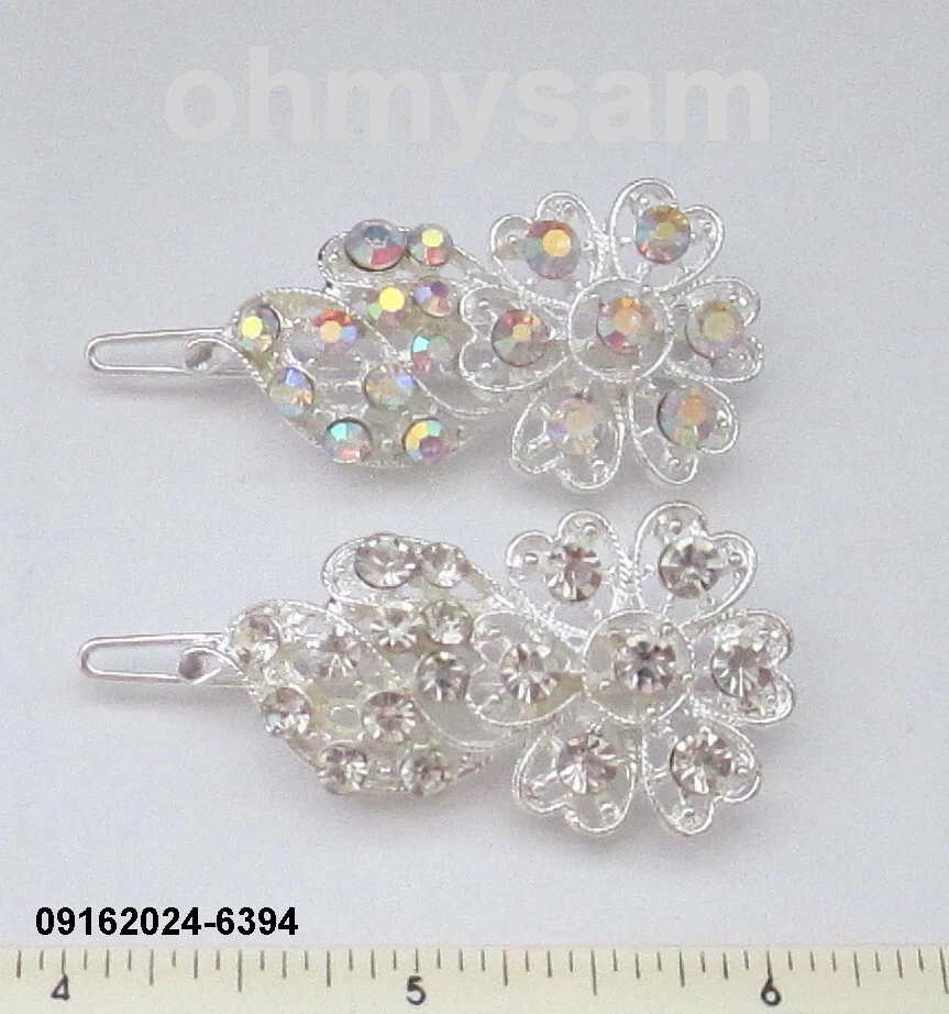 CLOSEOUT 12  NEW METAL HAIR CLIP / COMB / CLEAR MULTI COLOR STONE / MIX DES - Image 4 of 4