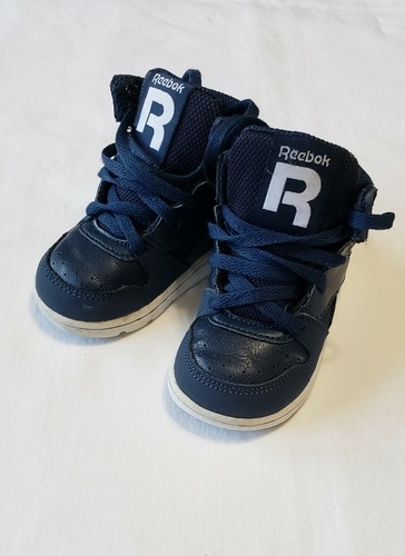 Toddler Boy's Size 4 Peek & Fit Navy Blue High Top Athletic Shoes Nice Condition