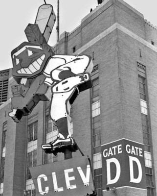 Indians Chief Wahoo Sign Removed From Cleveland Stadium 1992 Photo