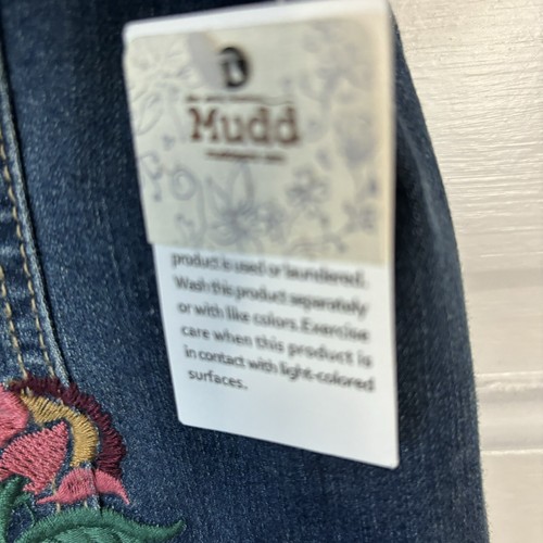 Mudd Girls Size L (14) Denim Jean Vest Medium Embroidery Embellished Floral - Picture 5 of 8