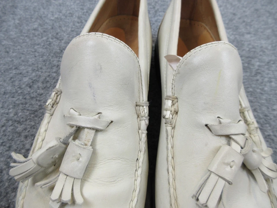 Maus & Hoffman 鞋男式白色皮革流苏乐福鞋休闲 9 N 码 — 第 3/4 张图片