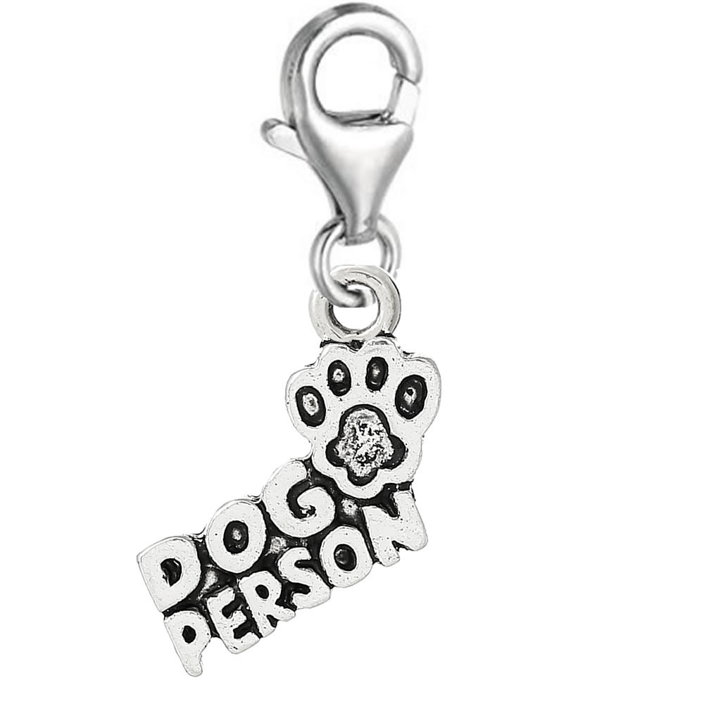 Dog Paw Clip-On Pendant for European Charm Jewelry with Lobster Clasp