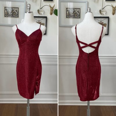 City Triangles Red Glitter Metallic Cocktail Dress Strappy Back 3 | eBay