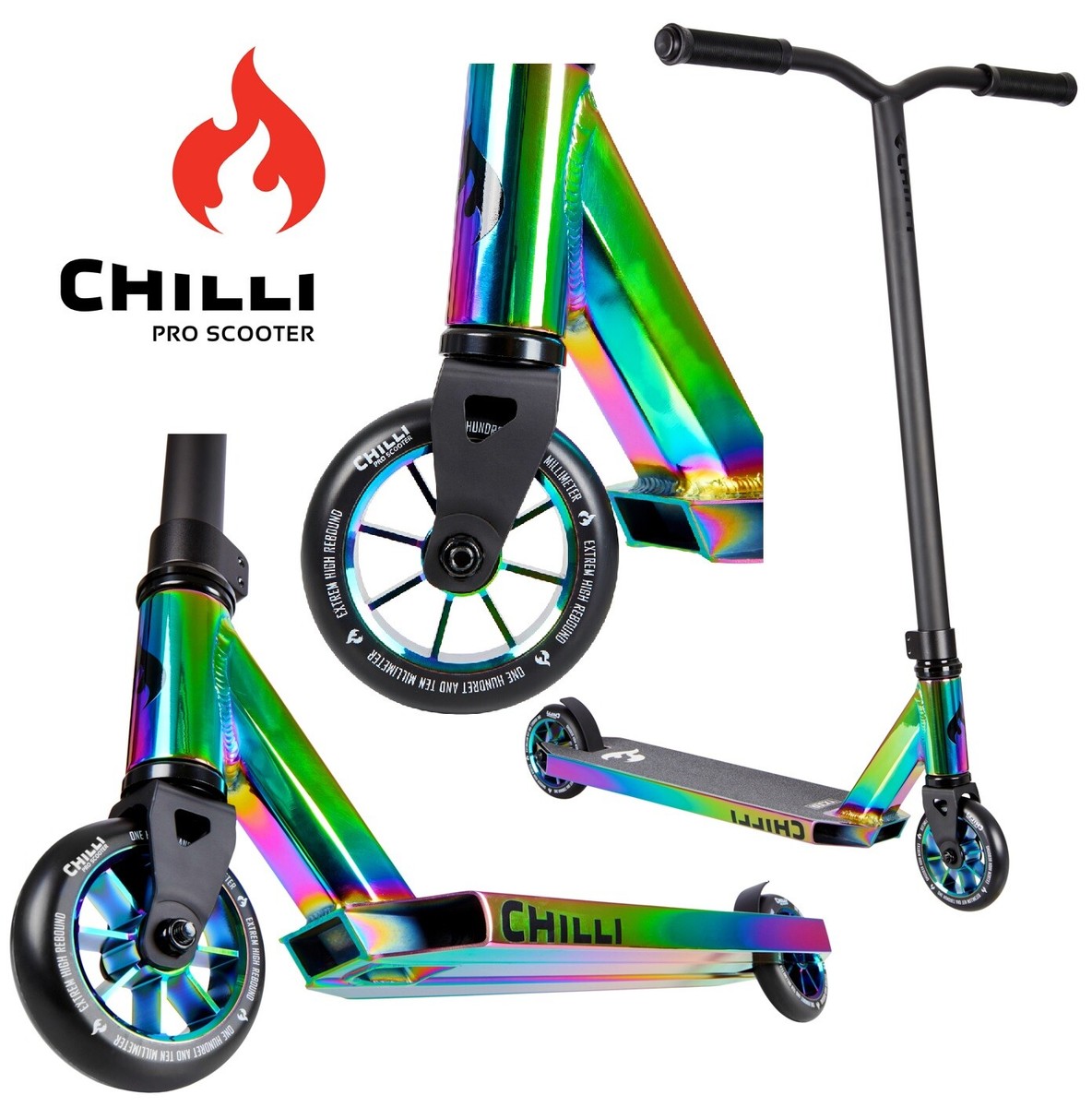 Chilli Pro Base Rocky Stunt-scooter Roller Regenbogen H=82cm