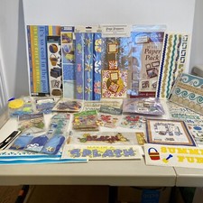 NIP Huge Lot of Vintage Scrapbook Stickers Die Cuts Borders Beach Sun Sand Mix 