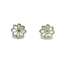 Handmade Sterling Silver Earrings Flower On Post Solid 925 E000661 Empress