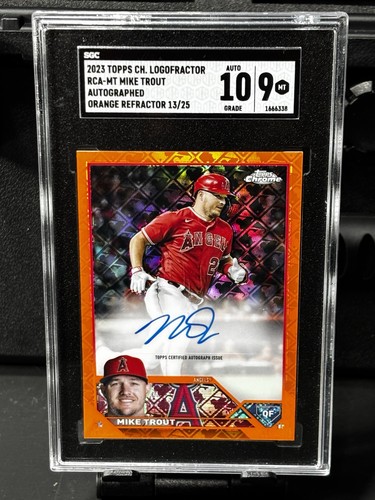 Mike Trout [Orange] #RCA-MT 2023 Topps Chrome Logofractor Autograph card