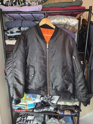 Rothco Jacket Mens Large Black Orange Bomber USAF Flyers Intermediate MA 1 USAF