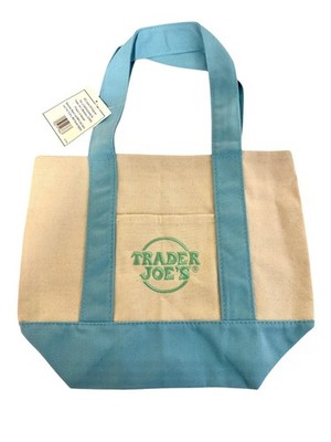 TRADER JOE'S MINI PASTEL CANVAS TOTE BAG BLUE EASTER NWT  FAST SHIP  
