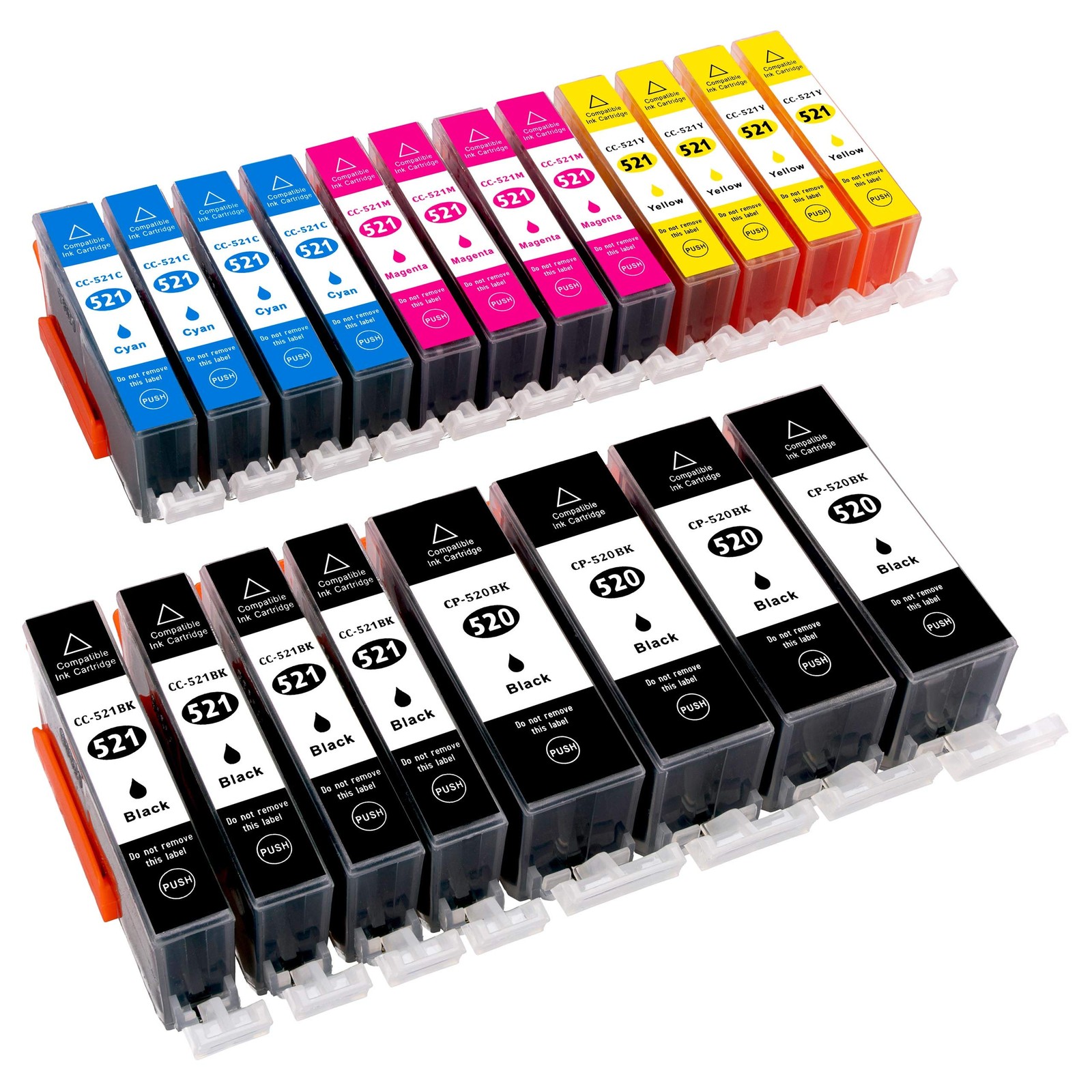 Cartouches d'encre PGI-520 et CLI-521 de rechange compatibles Canon - Lot de 20