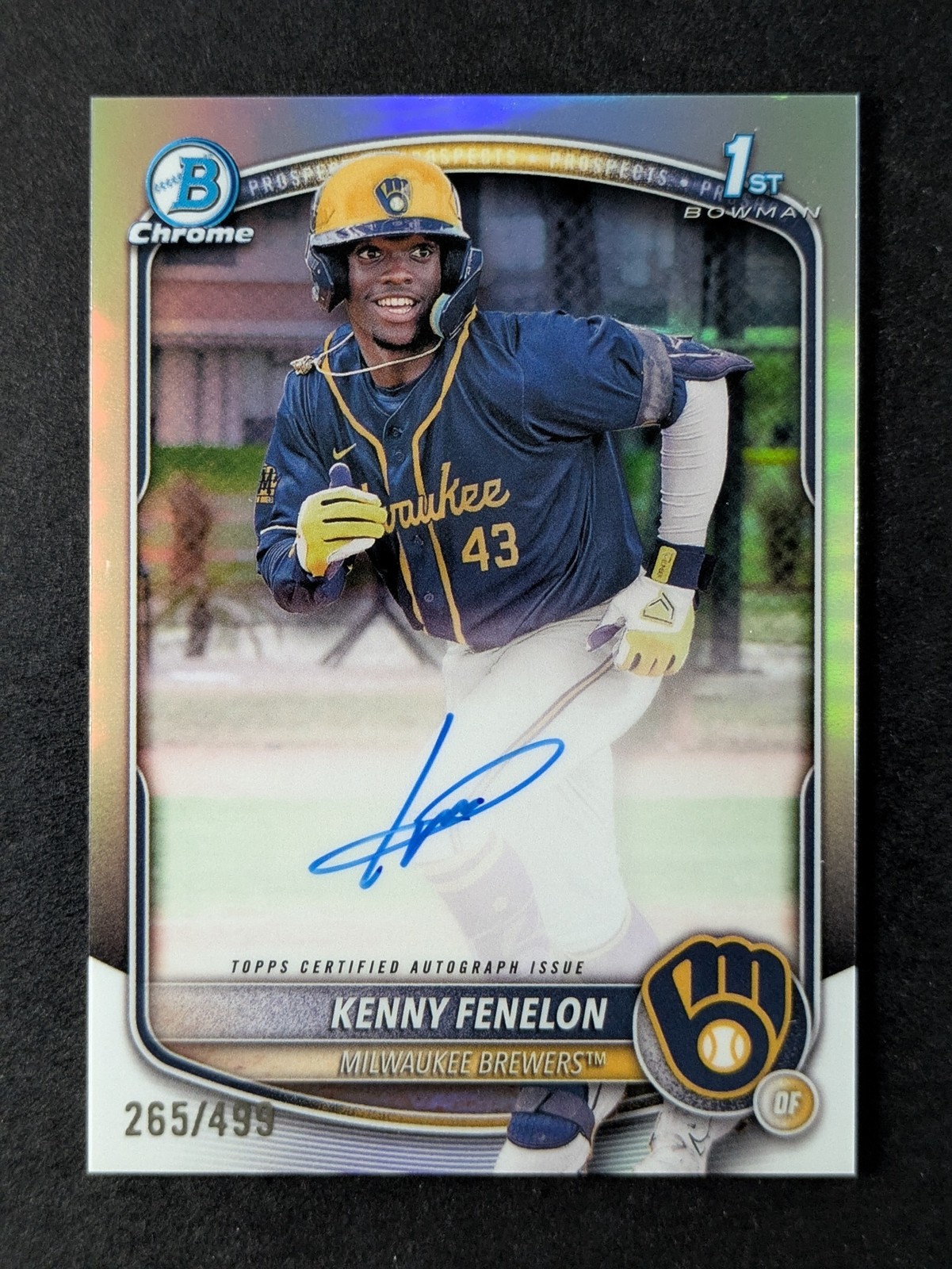 2025 Bowman Chrome KENNY FENELON 265/499 1st Bowman Auto Refractor #CPA-KF
