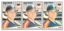 CRAIG BIGGIO ROOKIE 3 CARD LOT 1989 FLEER 353 HOUSTON ASTROS HOF