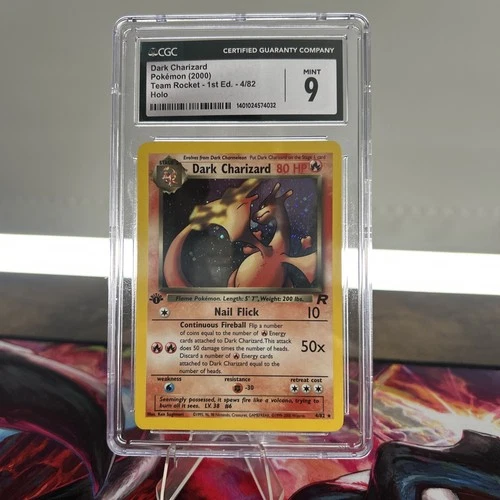 CGC 9 Dark Charizard First Edition Holo 4/82 Team Rocket Pokémon 2000