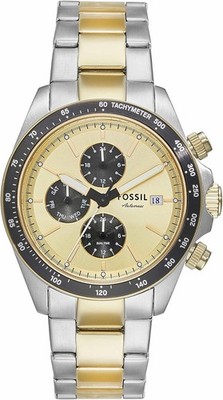 Neu Fossil Autocross Multifunktion Gold Bicolor Stahlband Herrenuhr BQ2876