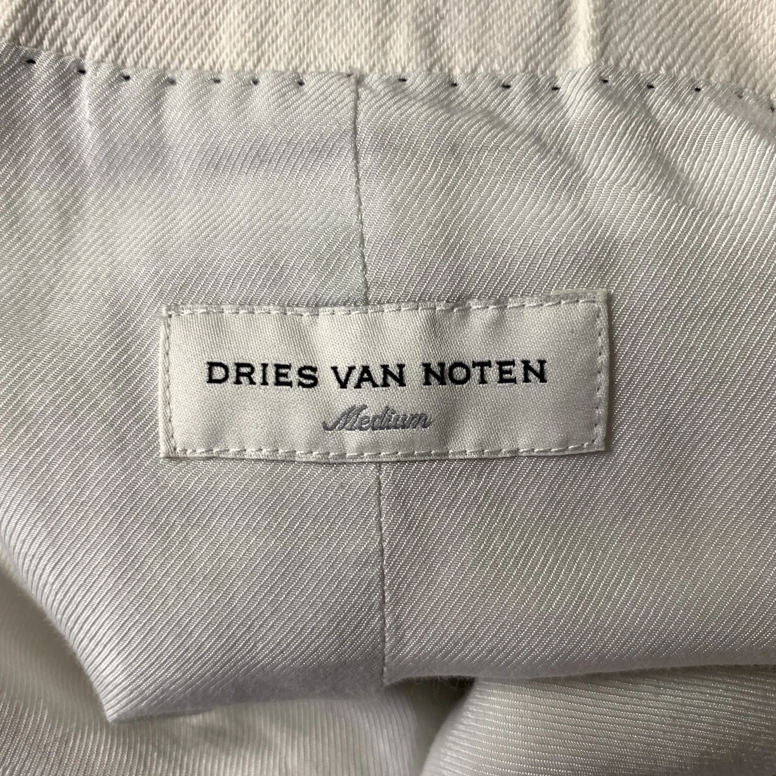 DRIES VAN NOTEN Size M Ivory Twill Linen Cotton Belted Double Breasted Blazer image 6