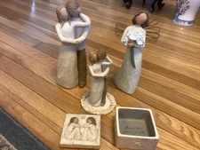 4 WILLOW TREE FIGURINES TOGETHER, ANGEL OF LOVE, TRINKET BOX