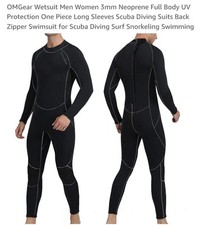 OMGear Wetsuit Men Women 3mm Neoprene Full Body UV Protection One Piece Long ...